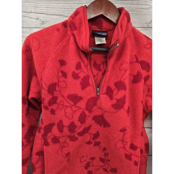 Vintage Patagonia Synchilla Fleece Pullover 1/4 Zip Size MED Floral Design Red - Picture 2 of 10
